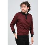 Pave 4537094 Bordo Polo Yaka Desenli Yün Erkek Kazak