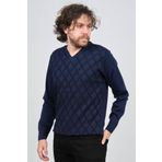 Pave 4539072 Lacivert V Yaka Desenli Yün Erkek Kazak