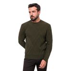Pave Yeşil Bisiklet Yaka Desenli Yün Kazak, M, 8045320217063, YEŞİL, Erkek