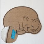 Paw Away Kedi Şekilli Jüt Kumaş Kaplı Arkası Yapışkanlı Duvar PANOSU.42X56 Cm.