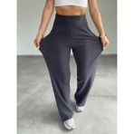 Paw Garage Cepli Yandan Gizli Fermuarlı Likralı Bol Paça Pantolon, 4 Mevsim, Kadın Pantolon - Füme - XL