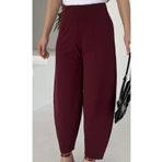 Paw Garage Kadın Bernis Bordo Balon Pantolon, Beli Lastikli Şalvar Model Krep Balon Pantolon Basen Gizleyen