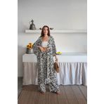 Paw Garage Kadın Desenli Kimono Pantolonlu Yazlık Takım