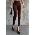 Paw Garage Kadın Diane Yüksek Bel Toparlayıcı Likralı Dar Paça Çimalı Kumaş Pantolon - 2XL - Kahve