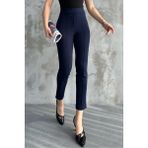 Paw Garage Kadın Diane Yüksek Bel Toparlayıcı Likralı Dar Paça Çimalı Kumaş Pantolon - 3XL - Lacivert