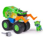 PAW PATROL Rescue Wheels - Rocky’nin geri dönüşümlü canavar kamyonu, mermi atışı ve Rocky köpek figürlü, 3 yaşından büyük çocuklar için oyuncak