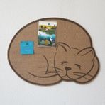 Pawaway Kedi Şekilli Jüt Kumaş Kaplı Arkası Yapışkanlı Duvar PANOSU.42X56 Cm.