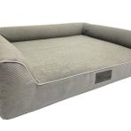Pawiyans Bolster Makinede Yıkanabilir Large Köpek Yatağı (Gri Kareli)