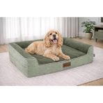 Pawiyans Bolster Üst Kalite Köpek Yatağı Süngerli Kılıflı Sıvı Geçirmez Alezli 2 Fermuarlı - 81 x 107 cm - Haki Yeşil