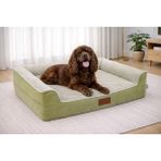 Pawiyans Bolster Üst Kalite Köpek Yatağı Süngerli Kılıflı Sıvı Geçirmez Alezli 2 Fermuarlı - 81 x 107 cm - Zeytin Yeşili