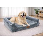 Pawiyans Bolster Üst Kalite Köpek Yatağı Süngerli Kılıflı Sıvı Geçirmez Alezli 2 Fermuarlı - Gümüş - Yeşil - 69 x 92 cm