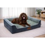 Pawiyans Bolster Üst Kalite Köpek Yatağı Süngerli Kılıflı Sıvı Geçirmez Alezli 2 Fermuarlı - Lacivert - Gümüş - 81 x 107 cm