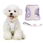PawSailor No-Pull köpek koşum takımı, tasma seti, kış, yumuşak pelüş, köpek yeleği, kırılmaz, boğulmaz, rahat, ayarlanabilir, küçük, orta boy köpekler için, lila, XXS