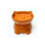 Pawstar Ayaklı Kedi Kafa Figürlü Seramik Mama Kabı – 300 ml - Turuncu