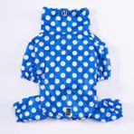Pawstar Dots Blue Peluşlu Su Geçirmez Küçük Irk Köpek Yağmurluk Tulum - L