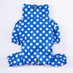 Pawstar Dots Blue Peluşlu Su Geçirmez Küçük Irk Köpek Yağmurluk Tulum - M
