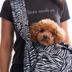 Pawstar Lodwar Street Zebra Desenli Içi Velboalı Crossbody Çanta Çapraz Kedi Köpek Taşıma Çantası Sıcak Tutan Çanta - Siyah