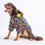 Pawstar Plumis Fileli Orta ve Büyük Irk Köpek Tulum Yağmurluğu Köpek Yağmurluk Köpek Elbisesi Köpek Kıyafeti - Siyah - Renkli - 4XL