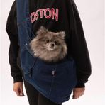 PawstarLacivert Denim Crossbody Köpek Taşıma Çantası