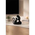 PawX Kadın ve Kedi Dekoratif Biblo Minimal Modern Heykel TV Ünitesi Raf Masa Dekoru Siyah Figür 9 Cm