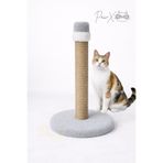 PawX Kedi Tırmalama Tahtası Kalın Halatlı Geniş Peluş Taban Dayanıklı Tırmalama Direği Açık Gri 52 cm