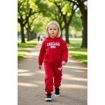 PayBuy Chicago 1886 Kapüşonlu Oversize Sweatshirt ve Eşofman Altı Takımı Erkek Çocuk Kaliteli Şık - Kırmızı - 8 - 9 Yaş