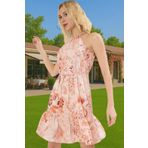 PayBuy Çiçekli Desenli Mini Şifon Elbise Düz Kesim Halter Yaka Yazlık Modern Stil Günlük Kullanım İçin