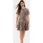 PayBuy Çok Leopar Desenli Mini Denim Elbise Fırfırlı Etek Pamuk Yazlık Modern Stil