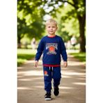 PayBuy Erkek Çocuk Basketbol Temalı Pamuklu Eşofman Takımı Kaliteli Şık Rahat Günlük - Indigo - 12 - 13 Yaş