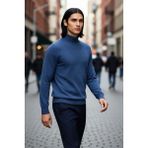 PayBuy Erkek Fitted Kalıp Yarım Balıkçı Yaka Triko Kazak Kış Sezonu Için Modern ve Şık Bir Seçim Kaliteli - Indigo - 2XL