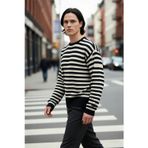 PayBuy Erkek Oversize Bisiklet Yaka Çizgili Triko Kazak Fitilli Dokuma Uzun Kollu Basic Rahat Kesim