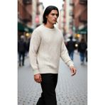 PayBuy Erkek Oversize Geniş Kalıp Saç Örgülü Bisiklet Yaka Triko Kazak Kış Modası Için Ideal Seçim - Beyaz - XL