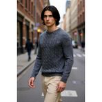 PayBuy Erkek Slim Fit Bisiklet Yaka Saç Örgü Triko Kazak Kışlık Soğuk Hava Şıklığı Için Ideal Kaliteli - Antrasit