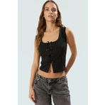 PayBuy Fitted İnterlok Örme Bluz Havuz Yaka Yazlık Casual Tarz Zarifane Tasarım Dayanıklı Malzeme