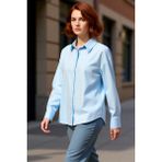 PayBuy Kadın Açık Oxford Gömlek Geniş Kalıp Günlük Kullanım Fonksiyonel Dayanıklı Kaliteli Modern - 40 - Açık Mavi