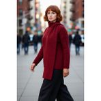 PayBuy Kadın Bordo Şal Detaylı Yün Içerikli Kalın Triko Kazak Düz Desenli Regular Kalıp Uzun Kollu Kışlık - 3XL