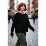 PayBuy Kadın Büyük Beden Relaxed Fit Akrilik Düz Desen Triko Kazak Kış Günlük Kombinler Için Şık Seçim - Siyah - 2XL