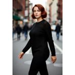 PayBuy Kadın Düz Desen Fitted Kalıp Uzun Kol Bisiklet Yaka Ince Triko Kazak Günlük Kombinlerinize Şıklık - Siyah - XL