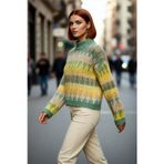 PayBuy Kadın Etnik Desenli Oversize Dik Yaka Düşük Kol Kalın Crop Triko Kazak Kışlık Günlük Şıklık