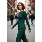 PayBuy Kadın Fitted Bisiklet Yaka Ince Triko Kazak Ilkbahar Sonbahar Günlük Modern ve Şık Kombinler Için - Koyu Yeşil
