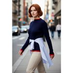 PayBuy Kadın Fitted Dik Yaka Fitilli Triko Kazak Standart Kol Basic Siluet İnce Akrilik Günlük Şıklık