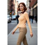 PayBuy Kadın Ince Polo Yaka Fitted Triko Body Kazak Bahar Mevsimi Için Şık ve Rahat Günlük Giyimde Ideal - Sarı