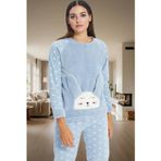 PayBuy Kadın Kışlık Kalpli Polar Pijama Takımı Rahat Uyku Seti 3lü Profesyonel Görünüm Özel Tasarım