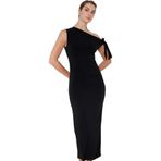 PayBuy Kadın Maxi Örme Elbise Tek Omuzlu Asimetrik Yaka Şık Tasarım Modern Stil Dayanıklı Malzeme