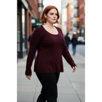 PayBuy Kadın Mürdüm Akrilik Triko Kazak Fitted Havuz Yaka Balık Siluet Etek Ucu Volanlı Şık Kışlık - 2XL