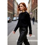 PayBuy Kadın Oversize Ajurlu Delikli Bisiklet Yaka Düşük Kol Crop Triko Kazak Gündelik Şıklığınızı Tamamlar