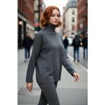 PayBuy Kadın Oversize Balıkçı Yaka Düşük Kol Akrilik Triko Kazak Kış Sezonu İçin Uzun Basic Model