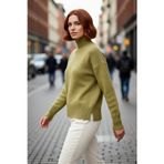 PayBuy Kadın Oversize Düşük Kol Dik Yaka Düz Triko Kazak Kış ve Sonbahar Şıklığı İçin İdealdir Kaliteli