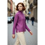PayBuy Kadın Oversize Düşük Kol Dik Yaka Uzun Triko Kazak Basic Modern Rahat Kış Günlük Şıklığı Sunar - Mor