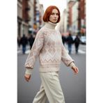 PayBuy Kadın Oversize Etnik Desenli Balıkçı Yaka Uzun Kollu Akrilik Triko Kazak Kış Günleri Seçimi